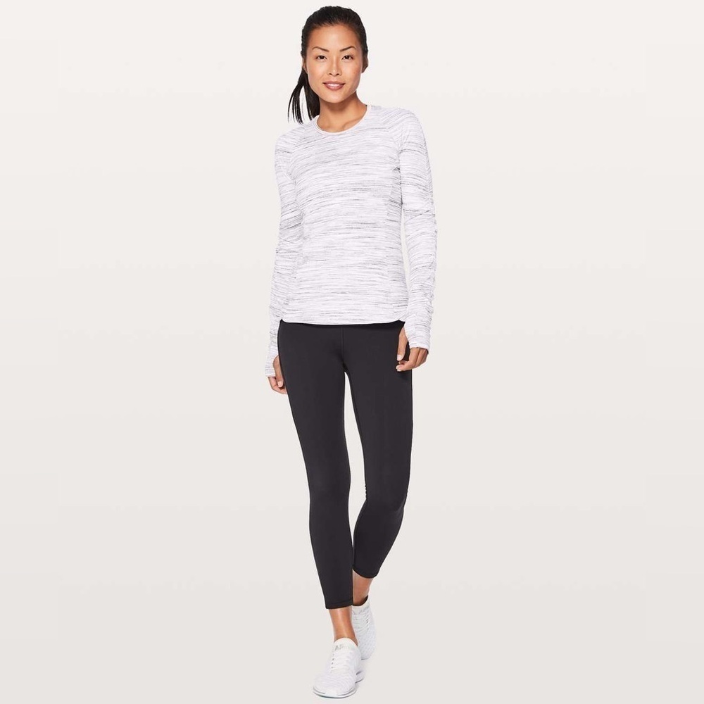Lululemon Runderful Long Sleeve in Space Dye Camo White Silver Spoon • Size 4